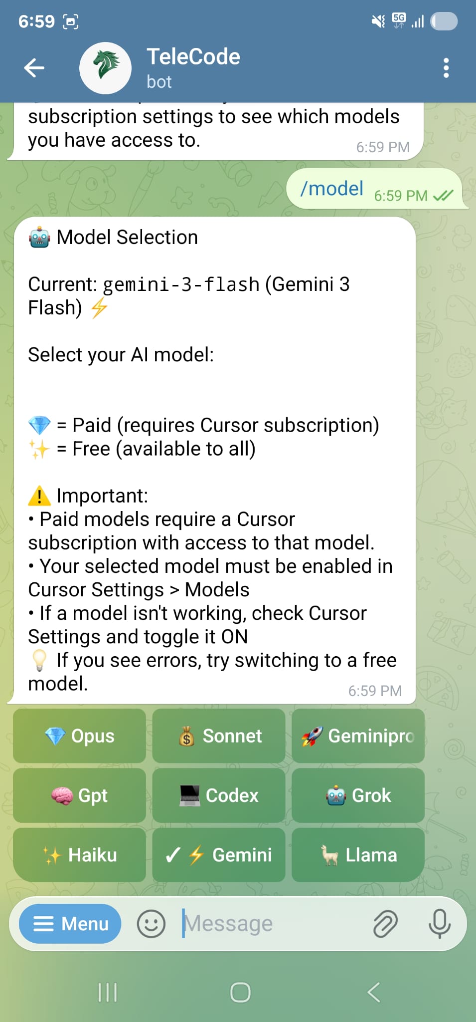 Model Selection - AI model selection in TeleCode